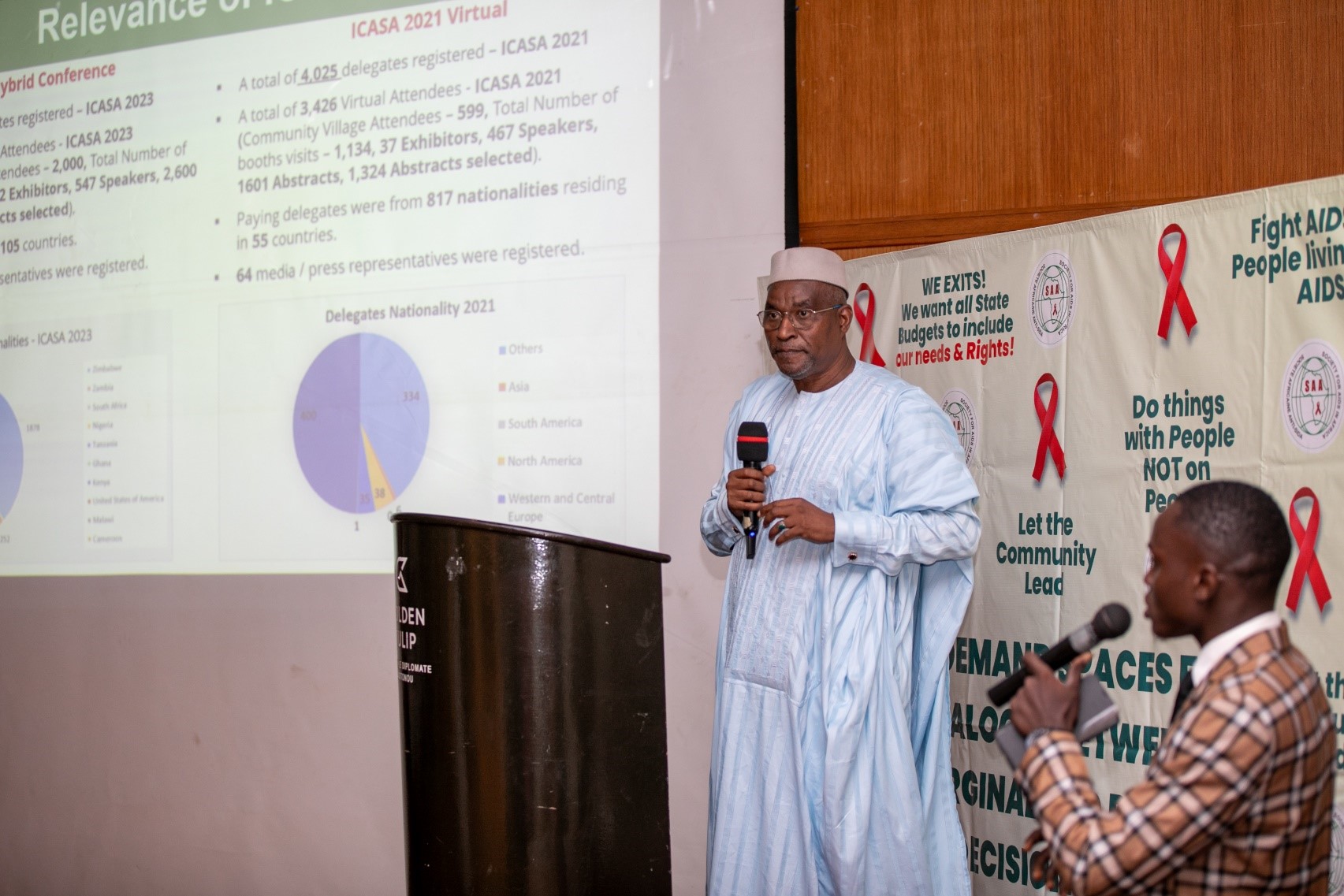 Dr. Aliou Sylla, Secretary General, Society for AIDS in Africa (SAA) during his presentation of SAA structures