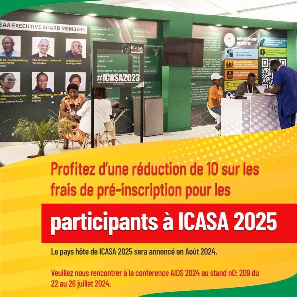 Profitez d’une réduction de 10 sur les frais de pré-inscription pour les participants à ICASA 2025.